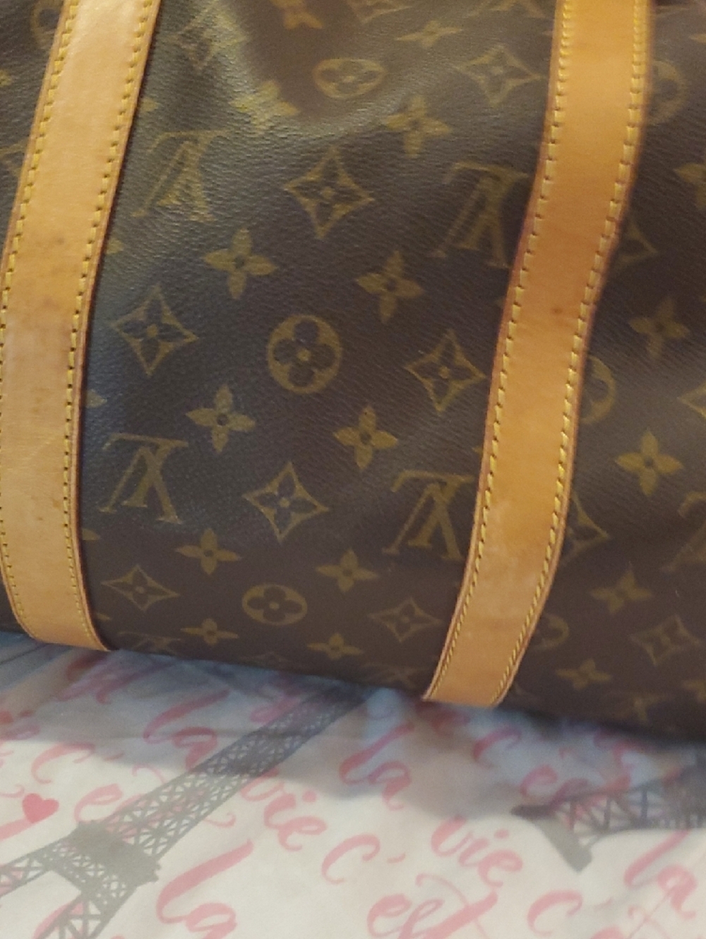Vintage Louis Vuitton Brown Monogram Holdall with Tan Leather Trim - Picture 9 of 12